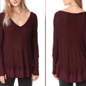 FREE PEOPLE Waffle Knit Laguna Thermal
Top / Maroon Women XS